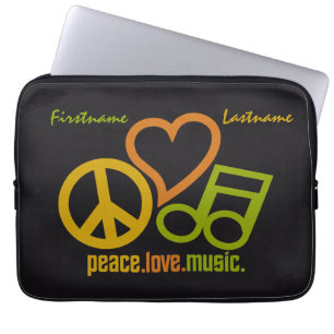 Peace Love Music custom laptop sleeves