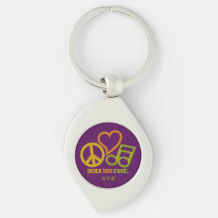 Peace Love Music custom monogram key chain