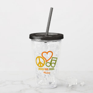 Peace Love Music custom name Acrylic Tumbler