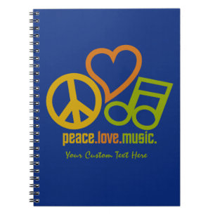 Peace Love Music custom notebook