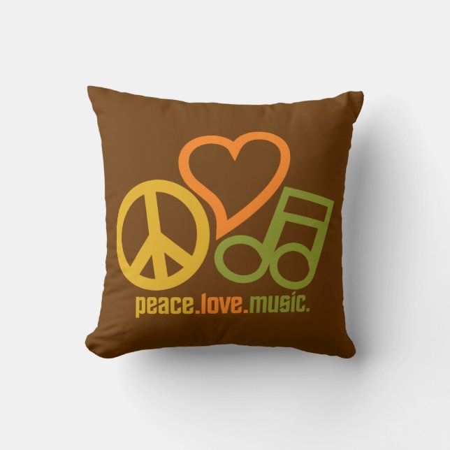 Peace-Love-Music custom throw pillow (Front)