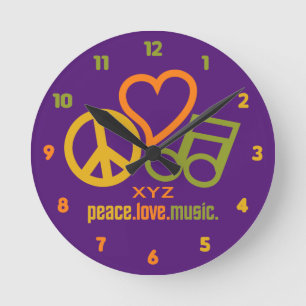 Peace - Love - Music custom wall clock