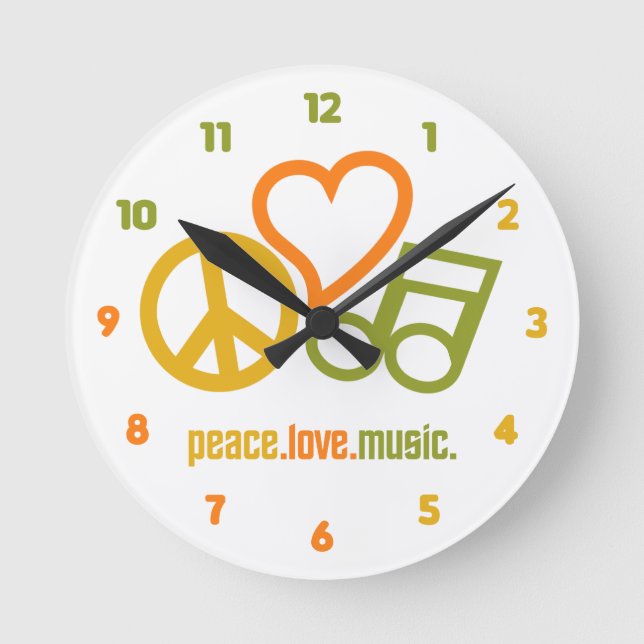 Peace - Love - Music custom wall clock (Front)