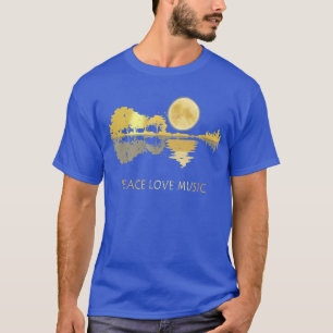 Peace Love Music Guitar Lake Shadow Hippie Musicia T-Shirt