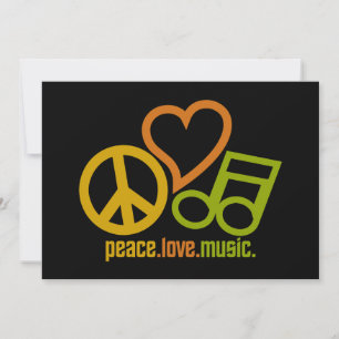 Peace Love Music invitation, customisable Invitation