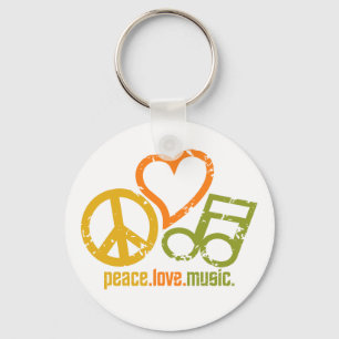 Peace Love Music key chain