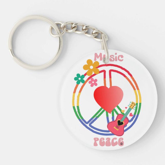 Peace Love Music Key Ring (Front)