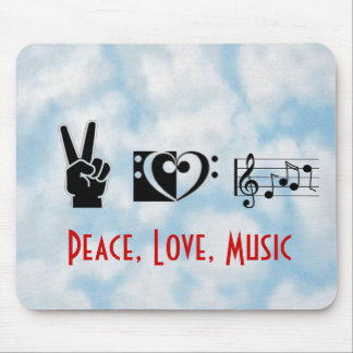 Peace, Love, Music Mouse Pad