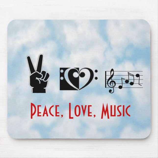 Peace, Love, Music Mouse Pad (Front)