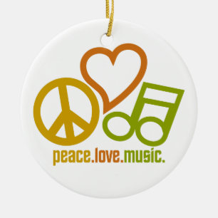 Peace Love Music ornament, customisable Ceramic Ornament