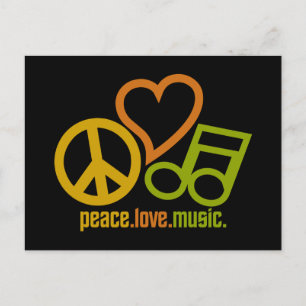 Peace Love Music postcard, customisable Postcard
