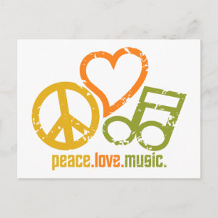 Peace Love Music postcard, customisable Postcard
