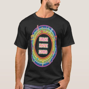 Peace Love & Music Rainbow T T-Shirt