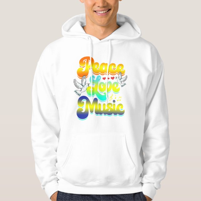 Peace Love Music Rave Festival Musical Hippie Hoodie (Front)