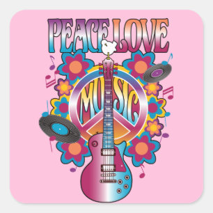 Peace-Love-Music Square Sticker