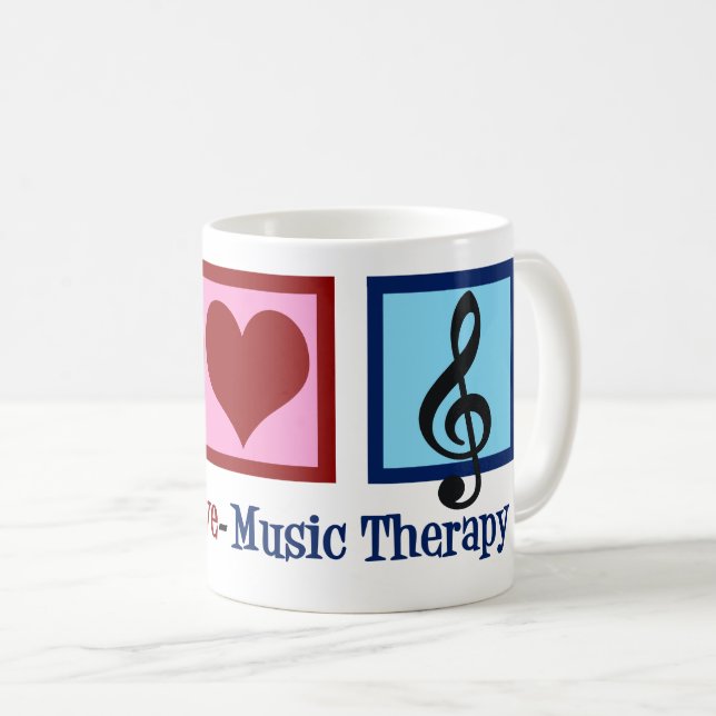 Peace Love Music Therapy Cute Therapist Coffee Mug (Front Right)