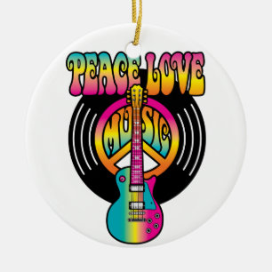 Peace-Love-Music-Vinyl Ceramic Tree Decoration