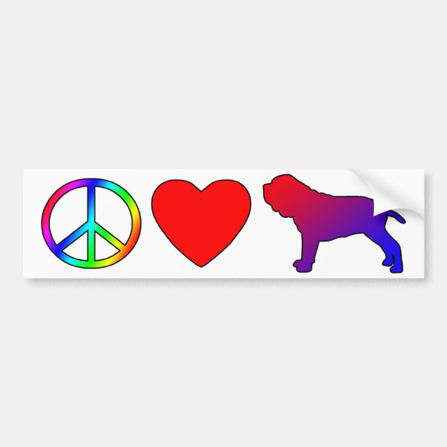 Peace Love Neapolitan Mastiffs Bumper Sticker (Front)