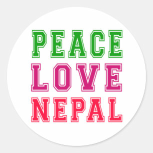 Peace Love Nepal Classic Round Sticker
