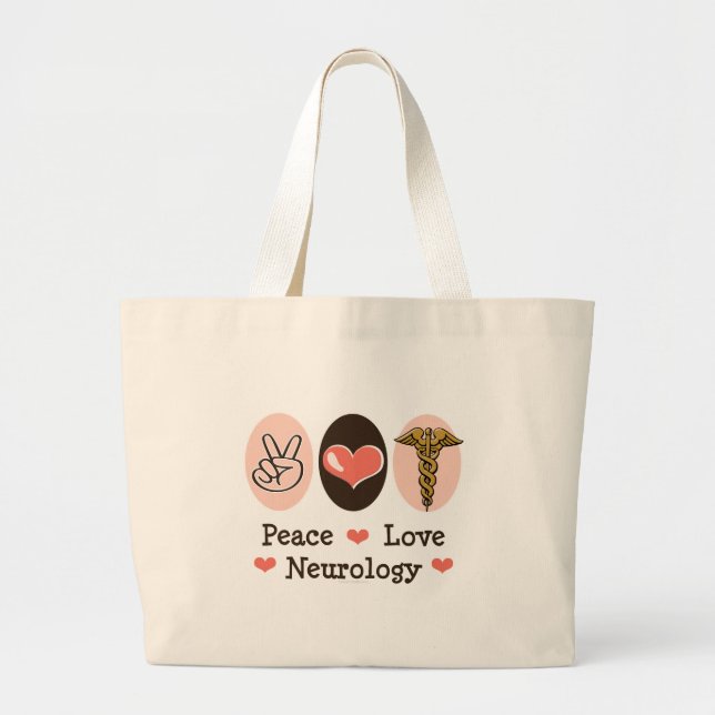 Peace Love Neurology Neurologist Tote Bag (Front)