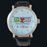Peace Love Neurology - Neurologist Watch<br><div class="desc">Peace Love Neurology watch gift for a neurologist who specialises in brain disorders and neuroscience. A cool neurosurgeon or neurology nurse wristwatch present.</div>