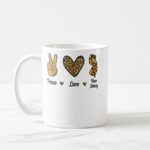 Peace Love New Jersey Leopard Flag Map Souvenirs M Coffee Mug