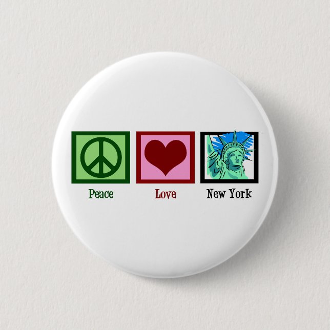 Peace Love New York 6 Cm Round Badge (Front)