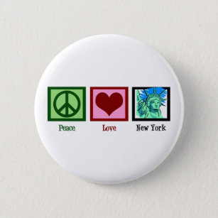 Peace Love New York 6 Cm Round Badge