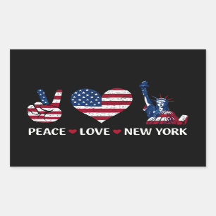 Peace Love New York Rectangular Sticker