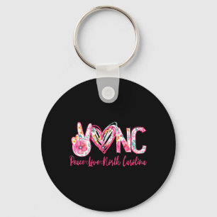 Peace Love North Carolina Floral Vintage North Key Ring