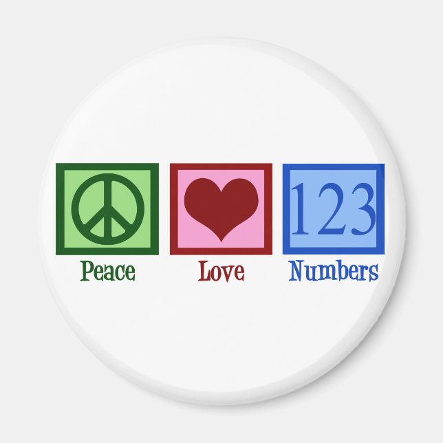 Peace Love Numbers Magnet (Front)