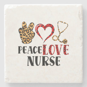 Peace Love Nurse – Cute Nurse Design (2) Stone Coaster