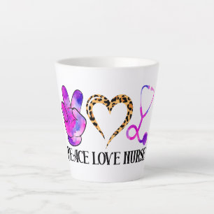 Peace Love Nurse – Cute Nurse Design Latte Mug