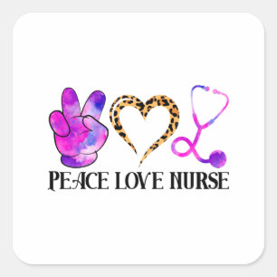 Peace Love Nurse – Cute Nurse Design Square Sticker
