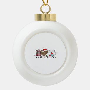 Peace Love Nurse, Halloween Classic T-Shirt Ceramic Ball Christmas Ornament