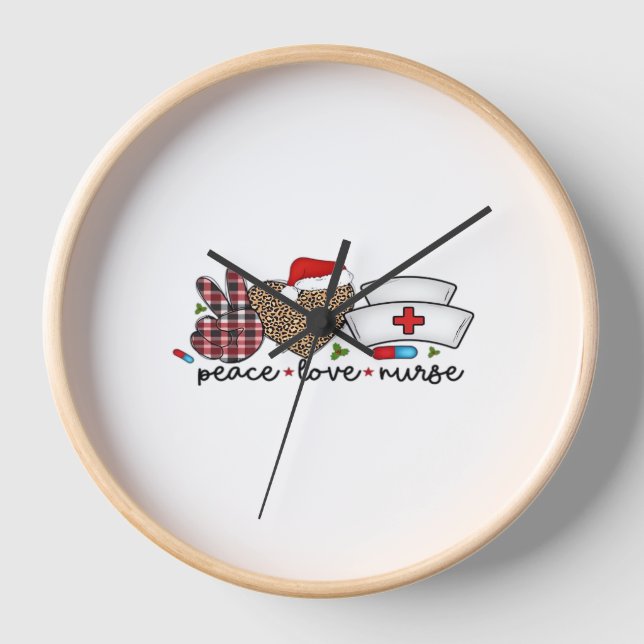 Peace Love Nurse, Halloween Classic T-Shirt Clock (Front)