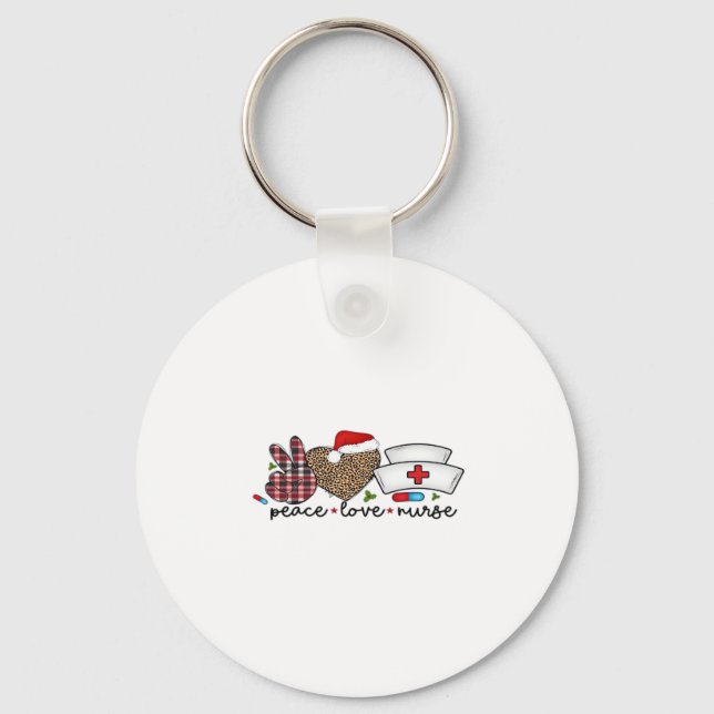 Peace Love Nurse, Halloween Classic T-Shirt Key Ring (Front)