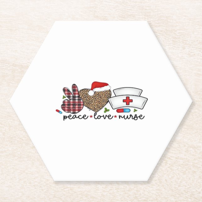 Peace Love Nurse, Halloween Classic T-Shirt Paper Coaster (Front)