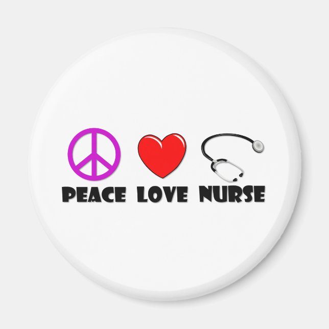 Peace Love Nurse Magnet (Front)