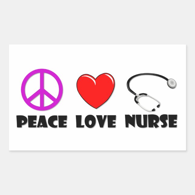 Peace Love Nurse Rectangular Sticker (Front)