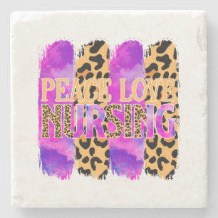 Peace Love Nursing – Cute Nurse Design (2) Stone Coaster