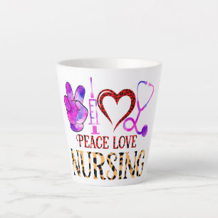 Peace Love Nursing – Cute Nurse Design Latte Mug