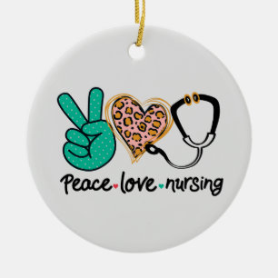 Peace Love Nursing Keepsake Ceramic Ornament