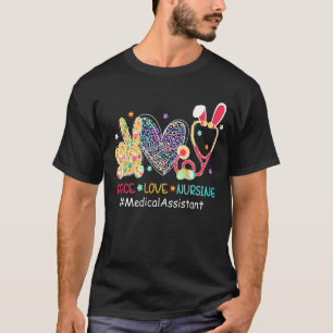 Peace Love Nursing Medical Assistant Bunny Leopard T-Shirt