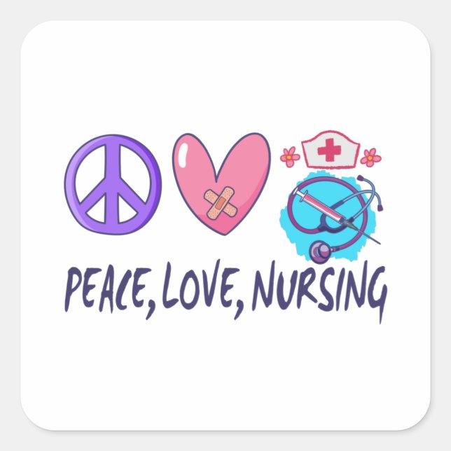 Peace Love Nursing Square Sticker (Front)