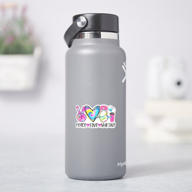 Peace Love Nursing Sticker in Rainbow Colours (HydroFlask)