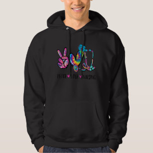 Peace Love Nursing Tie Dye Heart Nurse Custom Hoodie