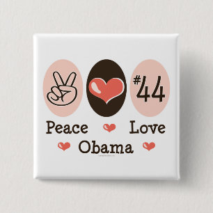 Peace Love Obama 44 Button