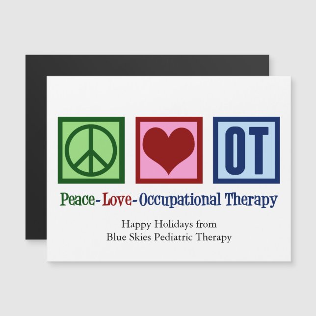 Peace Love Occupational Therapy Custom Magnet Card (Front/Back)