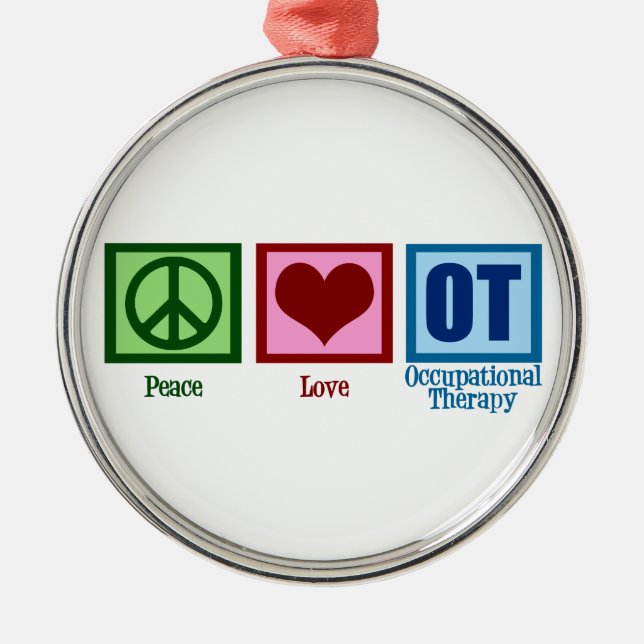 Peace Love Occupational Therapy Metal Tree Decoration (Front)